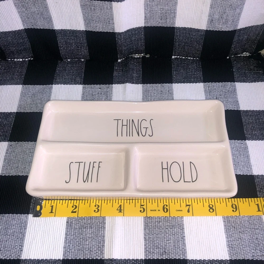 Rae Dunn Organizing Tray “THINGS” “STUFF” “HOLD” Large Letter - Picture 3 of 5